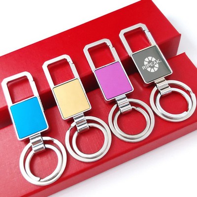 Auto Keychain Rotating Rectangle Shape Key Ring With Hook