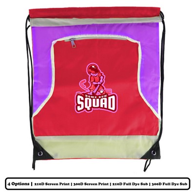 2-Color Bulb Design Front Zipper Polyester Drawstring Bag