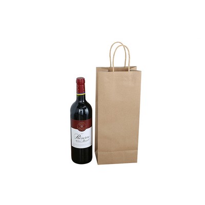 Single Bottle Kraft Paper Wine Tote Bag