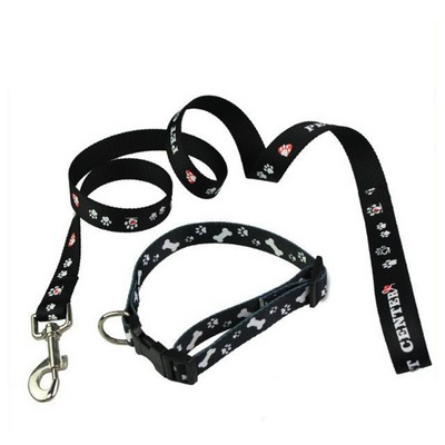 Silkscreen Printed Polyester Dog Leash Pet Collar