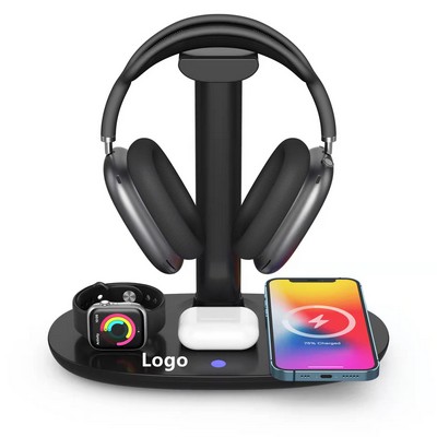 Headphone Stand with Wireless Charger 4 in 1 Charging Station Headset Holder