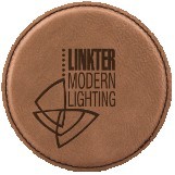 4" Round Dark Brown Leatherette Coaster