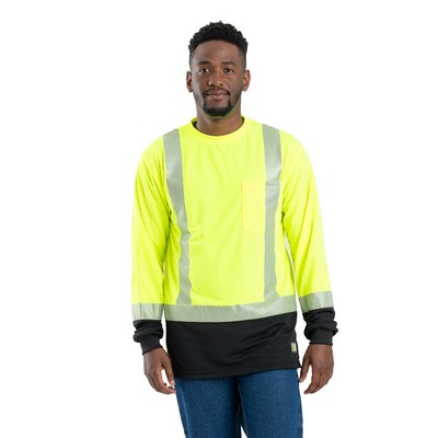 Berne Apparel Men's Hi-Vis Class 3 Color Blocked Long-Sleeve T-Shirt