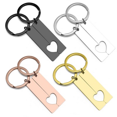 2 Pcs Heart shape Metal Keychain Set