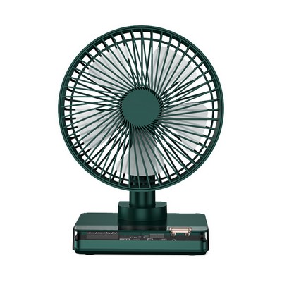 Rechargeable Shaking Head Fan with Clock