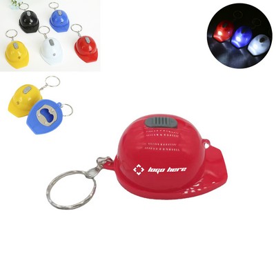 Safety Helmet Led Light Bottle Opener Keychain