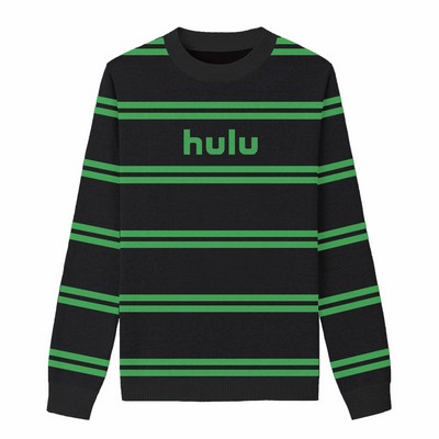 Custom Cotton Blend Jacquard Striped Logo Sweater