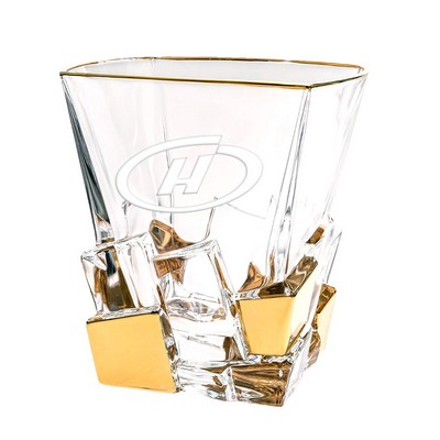 Westgate Golden Cube Crystal Rocks Glass