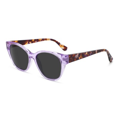 Sunglasses - Smoke Lenses - Purple Clear Frames