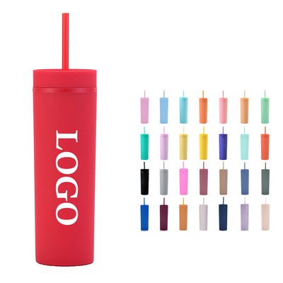 16Oz Plastic Tumbler With Straw