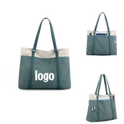 Vintage Canvas Hobo Tote Bag