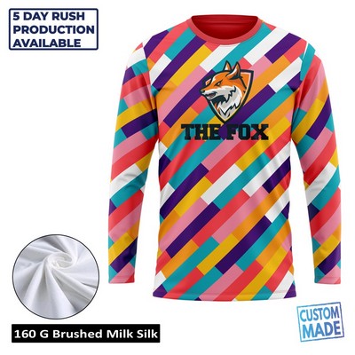 Unisex and Kids' Full Sublimation Brushed Milk Silk Long Sleeve T-Shirt - Economy Series