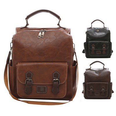 Pu Leather Retro Shoulder Bag Backpack