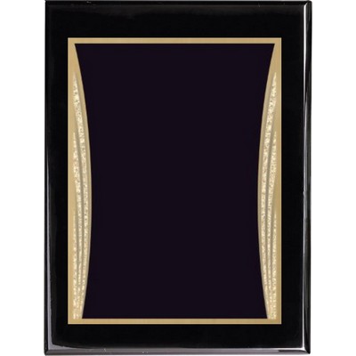 Ebony Piano Finish Plaque with Black Showtime Brass Plate, 7 x 9"