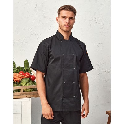 Studded Front Short Sleeve Chef's Coat