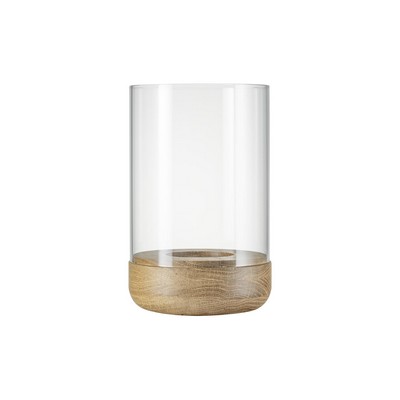 blomus Lanto Medium Hurricane Lamp w/Wood Base