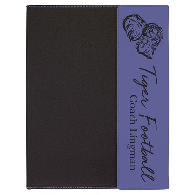 9-1/2" x 12" Purple Leatherette and Black Canvas Portfolio with Notepad, Laserable