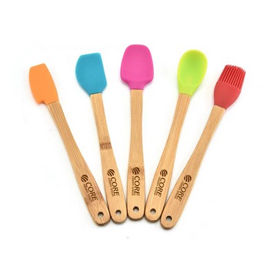 Silicone Mini Kitchen Bamboo Utensils Set for Kids