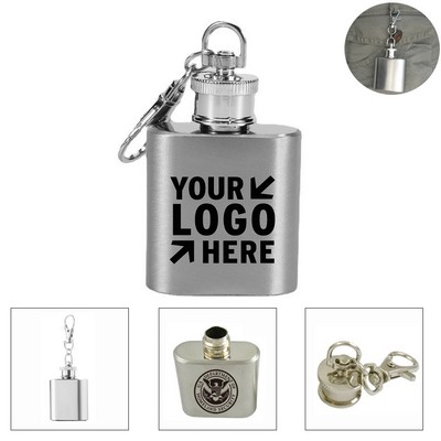 1 OZ. Stainless Steel Hip Flask with Key Chain