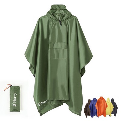 Hooded Rain Poncho For Adult With Pocket