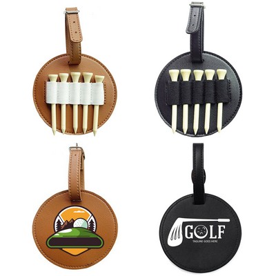 PU Leather Golf Tee Holder w/Buckle