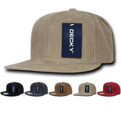 Decky Corduroy Snapback Cap w/Flat Bill (Lot of 6)