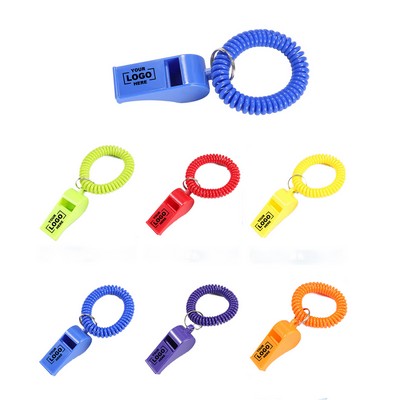 Whistle with Retractable Coil Keychain