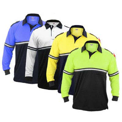 First Class Two Tone 100% Polyester Long Sleeve Bike Patrol Shirt With Zipper Pocket