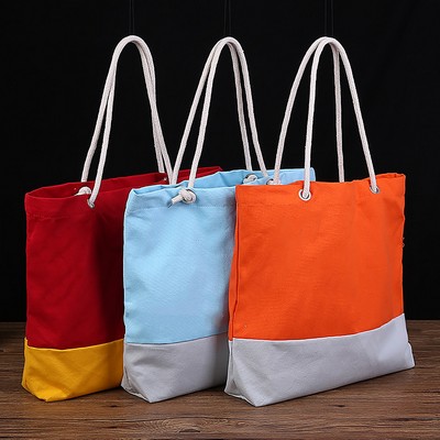 Custom Color Block Canvas Shopping Bag