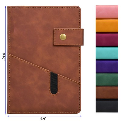 Leather Cover 5.9 x 8.46 Inches 200 Pages 100 Sheets Lined Page Business Office Meeting Notebook