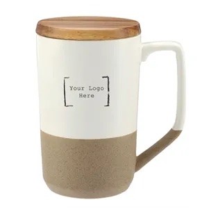 Ceramic Mug with Wood Lid - Low Minimum