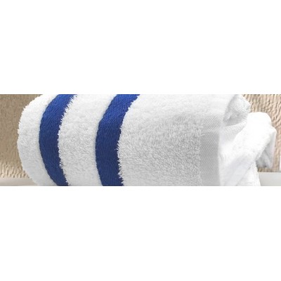 Pool Towel with Two Blue Stripes on End