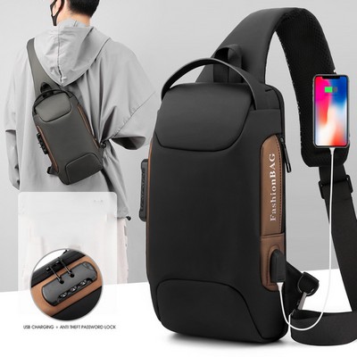 Anti theft Sling Backpack with Lock Shoulder Crossbody Backpack W/ USB Charging Port