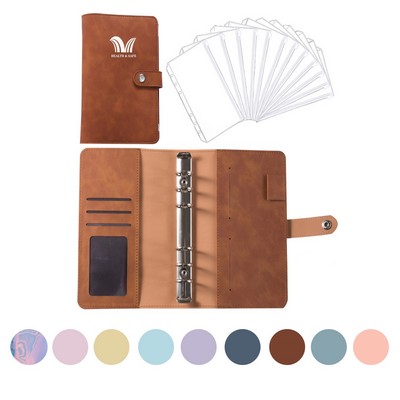 A6 Budget Binder With Zipper PU Leather Money Organizer