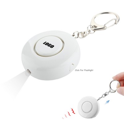 Round Safety Alarm Keychain with LED Light and 120DB Panic Sound