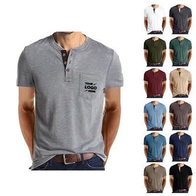 Summer Front Placket T-Shirts For Men