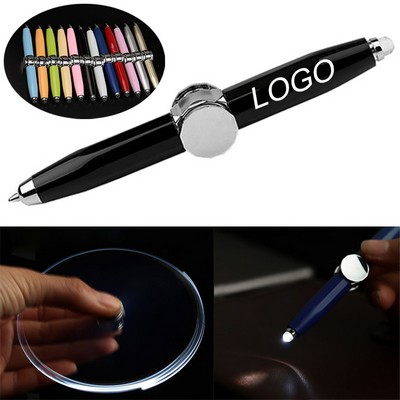 Custom Zinc Alloy Fidget Spinner Ballpoint Pen w/LED Light