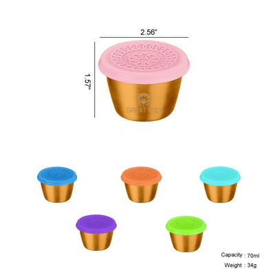 70ML 304 Stainless Steel With Multi-color Optional Silicone Lid Dipping Bowl Gold