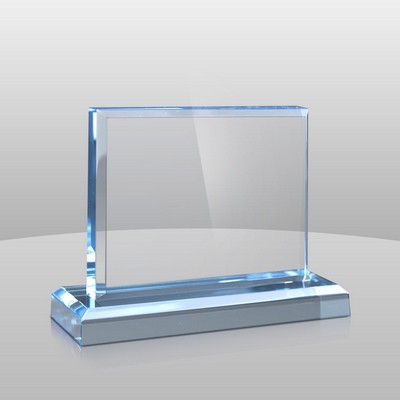 Horizontal Mount Blue Rectangular Award II (4"x5"x2")