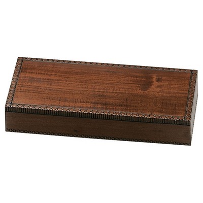 Large Traditional Wood Box w/Carved Border (12 1/4"x6"x1 3/4")