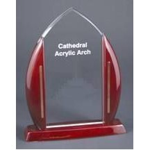 Cathedral Acrylic Arch Award w/ Rosewood Frame - 9 3/4"