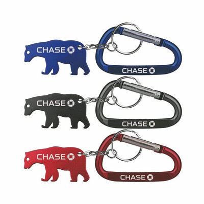 Bear Shape Bottle Opener w/Key Chain & 7 Cm Carabiner