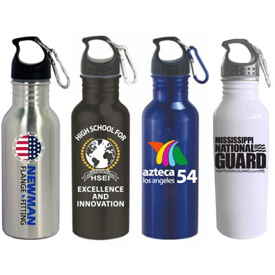 22 Oz. Wide Mouth Stainless Steel Water Bottle with Carabiner