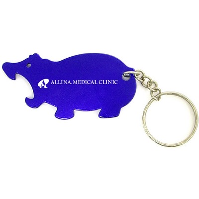 Jumbo Size Hippo Shape Bottle Opener w/Key Chain