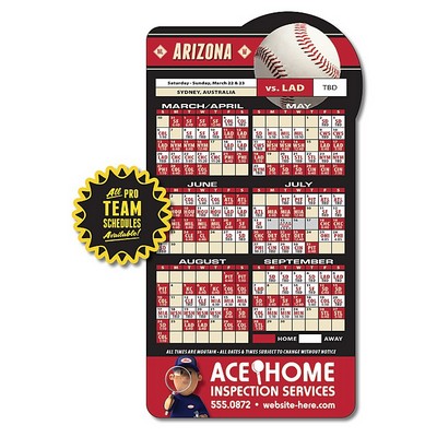 Magnet Sport Schedules - Baseball Shape (3.875x7.25) - 20 mil.