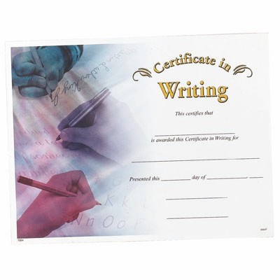 Certificate of Writing Award