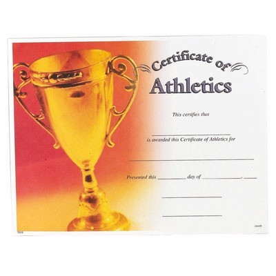 Athletics Award Certificate