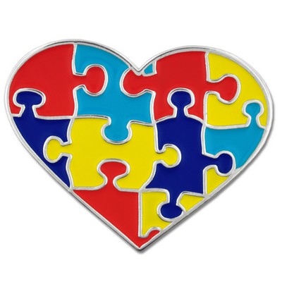 Autism Heart Shape Puzzle Lapel Pin