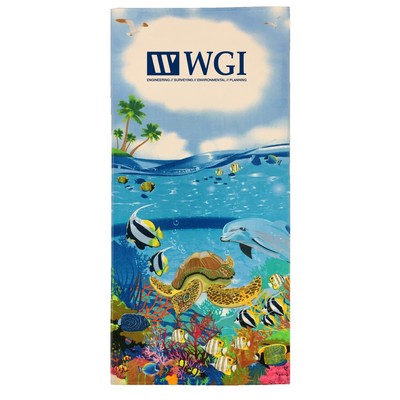 30" x 60", 11 lb., Velour Stock Design Sea Life Beach Towel (Blank)