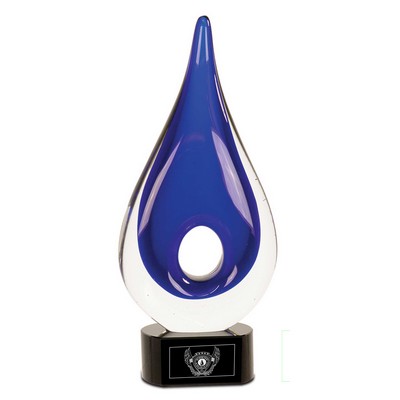 Blue Hole Rain Drop Art Glass